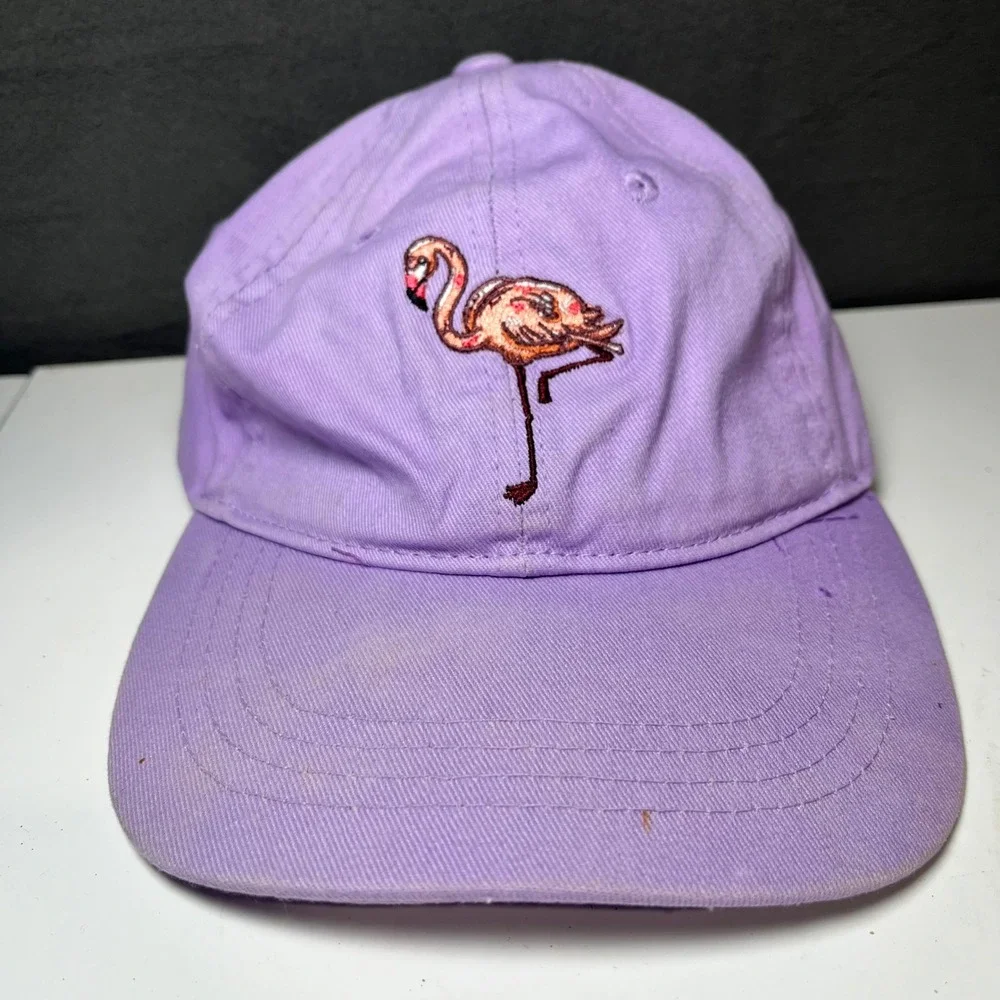 Ron Jon Surf Shop Purple Flamingo Embroidered Baseball Hat Adjustable Cap